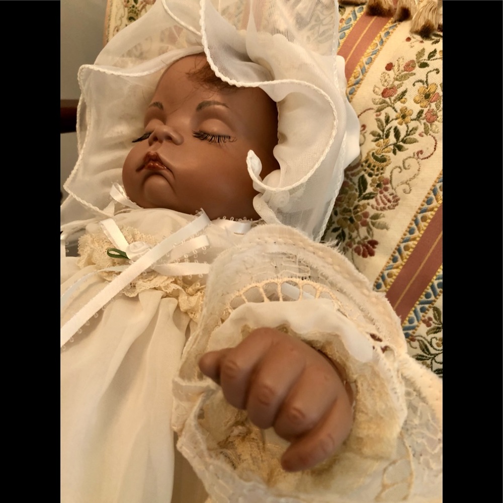 boots Tyner Sugar Britches Bisque Life size/weight Baby Doll christening dress